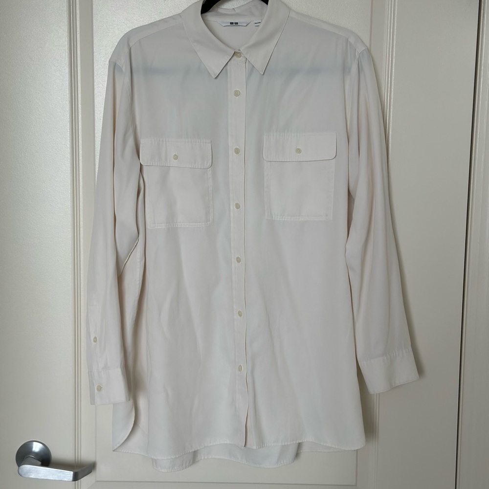 Uniqlo Off-White Long-Sleeve Casual Button-Down Shirt